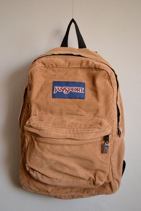 Vintage Tan Corduroy Jansport Backpack by TheOldWell on Etsy: Corduroy Jansport Backpack, Mochila Jansport, Retro Backpack, Aesthetic Backpack, Vintage Backpacks, Women Crossbody Bag, Cute Backpacks, Unique Bags, Jansport Backpack