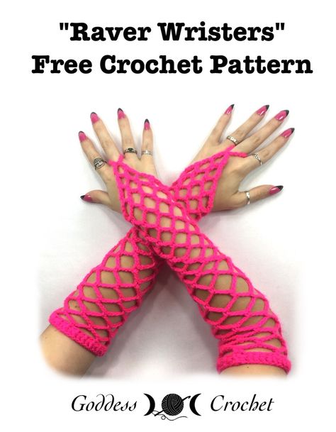 Raver Wristers – Free Crochet Pattern Crochet Fingerless Gloves Free Pattern, Crochet Arm Warmers, Crochet Mitts, Crochet Wrist Warmers, Crochet Belt, Glove Pattern, Crochet Gloves Pattern, Gloves Pattern, Crochet Fingerless Gloves