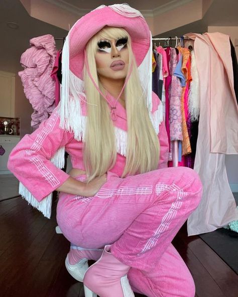 Pink Corduroy Pants, Fashion Brand Company, Rupaul Drag Queen, Embroidered Corduroy, Trixie Mattel, Trixie And Katya, Red Trousers, Pocket Stitching, Rare Fashion