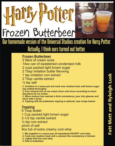 Universal Studios Butter Beer Recipe, Universal Studios Copycat Recipes, Barista Guide, Fancy Beverages, Hogwarts Halloween, Butter Beer Recipe Harry Potter, Harry Potter Treats, Harry Potter Snacks, Harry Potter Parties Food