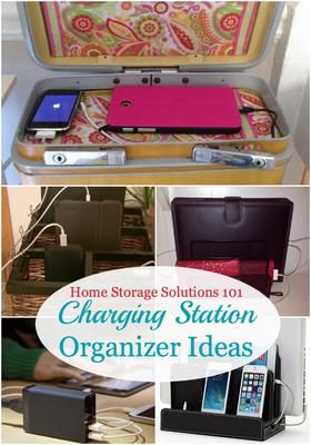 Lots of charging station organizer ideas for your home, to charge all kinds of electronic devices from phones, tablets, portable games, GPS devices and more, and hide those cords! {on Home Storage Solutions 101} Home Projects Diy, Budget Storage, Charging Station Organizer, Diy Rustic Home, Electronics Storage, Organizer Ideas, Charging Stations, Dieter Rams, Home Storage Solutions