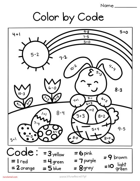 Easter Preschool Bunny Trace Worksheets 1 Easter Color By Number, Easter Math Worksheets, Spring Math Worksheets, Math Multiplication Worksheets, Easter Kindergarten, Spring Worksheet, Easter Color, Easter Worksheets, Math Coloring Worksheets