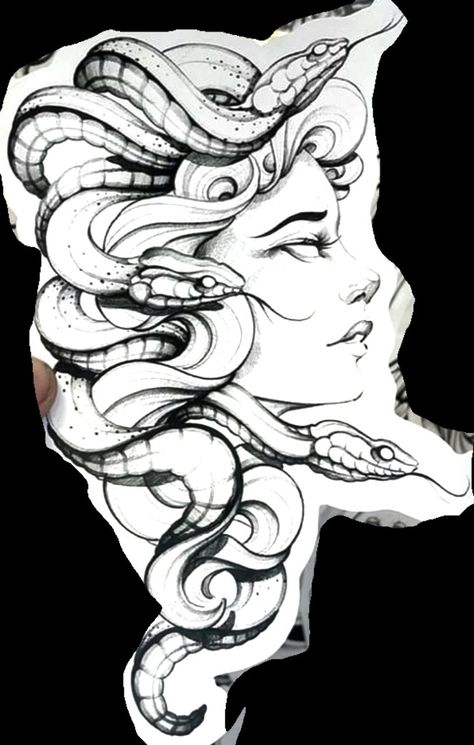 Dark Realism Medusa Tattoo, Medusa Elbow Tattoo, Greek Figure Tattoo, Medusa Drawing Side Profile, Medusa Gemini Tattoo, Side Profile Medusa Tattoo, Medusa Profile Tattoo, Skeleton Medusa Tattoo, Art Nouveau Medusa Tattoo