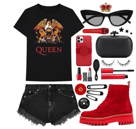 Queen Concert Outfit | ShopLook #concert #style #shirt #rock #trend #fashion #set #outfit #shopstyle #polyvore Queen Band Concert Outfits, Queen Concert Outfit, Purple Top Outfit, Queen Concert, Cute Concert Outfits, Concert Outfit Rock, Concert Style, Concert Attire, Concert Outfit Summer