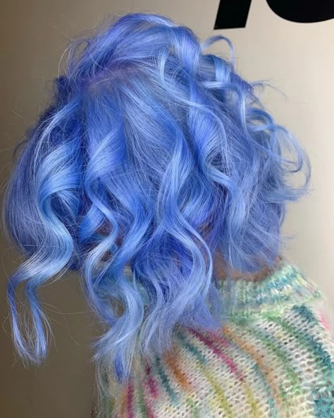 pastel, blue, purple, curly, hair dye, hair inspo, hair ideas Arctic Fox Periwinkle, Periwinkle Hair, Rapunzel's Tower, Arctic Fox Hair Dye, Pastel Purple Hair, Pastel Blue Hair, Arctic Fox Hair Color, Fox Hair, Rainbow Hair Color