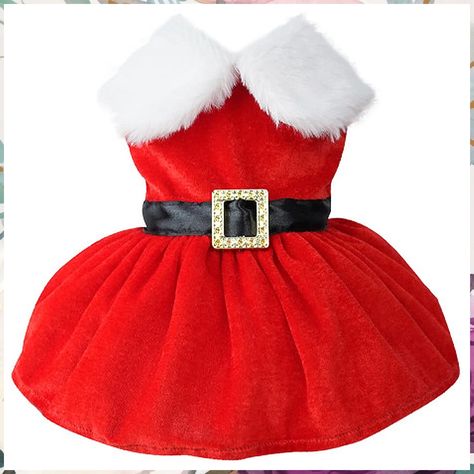 Dog Christmas Costume Puppy Dress, Santa Claus Pet Clothes Velvet Skirt Thermal Shirt Winter Coat Xmas Holiday Apparel Cute G Christmas Dog Dress, Christmas Dog Outfits, Puppy Costume, Puppy Dress, Christmas Costume, Pet Dress, Christmas Costumes, Dog Christmas, Dog Dresses