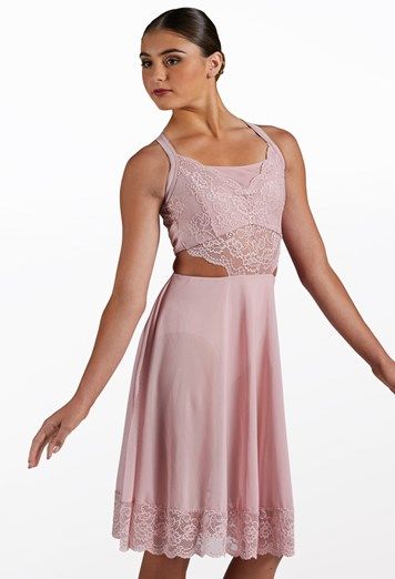 Floral Lace Open Back Dress | Weissman® Recital Outfits Guest, Bra Liner, Dance Recital, Spandex Dress, Open Back Dress, Open Back Dresses, Mesh Skirt, Lace Panelled, Back Dress