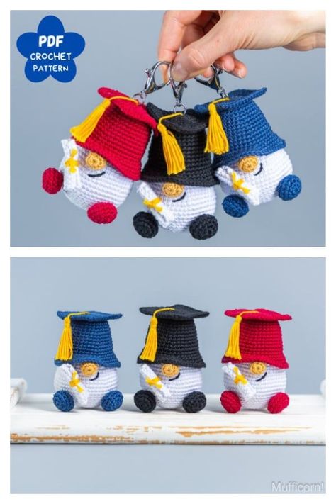 Crochet For Graduation, Graduation Crochet Pattern Free, Crochet Graduation Gift Ideas, Crochet Souvenirs Gift Ideas, Graduation Crochet Ideas, Graduation Amigurumi, Crochet Graduation Gift, Crochet Graduation Cap, Graduation Crochet