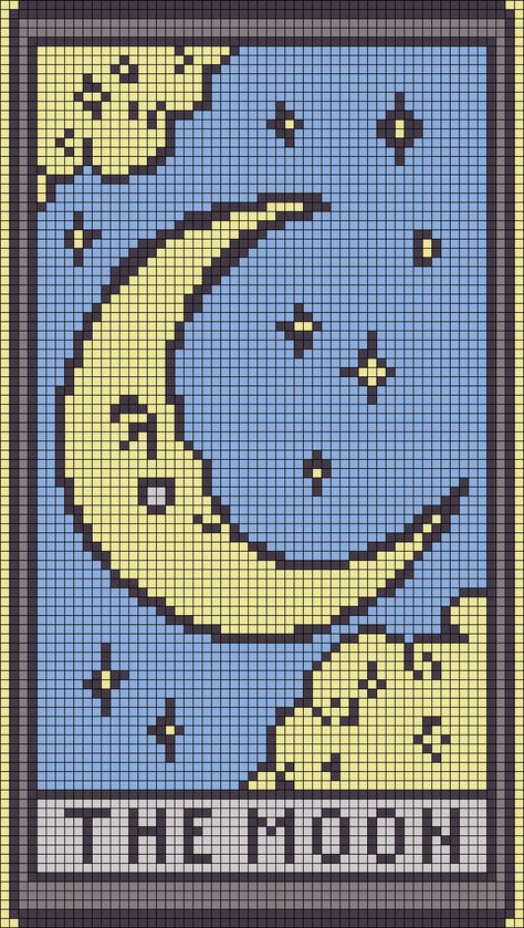 Crocheted Tapestry Patterns, Crochet Tapestry Pattern Aesthetic, Mushroom Fuse Bead Patterns, Cross Stitch Aesthetic Pattern, Pixel Art For Cross Stitch, Celestial Alpha Pattern, Celestial Pixel Art, Alpha Patterns Mushroom, Crochet Graphs Patterns