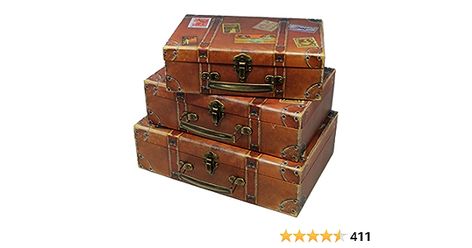 Amazon.com: Blue Orchards Decorative Travel Themed Chest Paperboard Boxes (Set of 3) - Small Stackable Storage Chests for Jewelry - Chest Box for Themed Parties - Bedroom Display or Party Decor : Everything Else Bedroom Display, Storage Chests, Travel Party Theme, Stackable Storage Boxes, Small Suitcase, Decorative Storage Boxes, Theme Nursery, Suitcase Set, Travel Theme