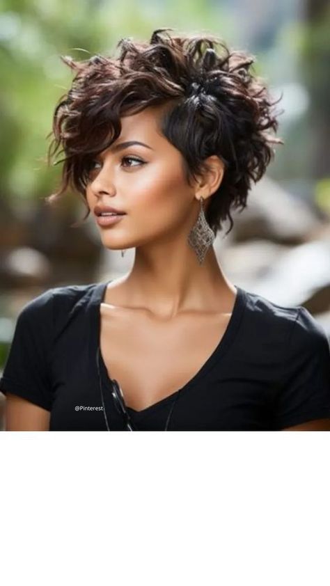 Curly Pixie Hairstyles, Curly Hair Photos, Short Sassy Hair, Short Curly Haircuts, Messy Short Hair, Edgy Short Hair, Haircuts For Curly Hair, Long Pixie, Sassy Hair