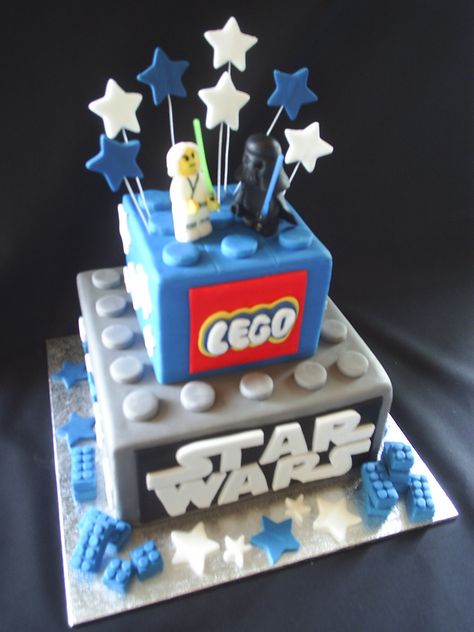 Lego Star Wars Cake, Lego Star Wars Birthday, Lego Star Wars Party, Star Wars Cake Toppers, Star Wars Birthday Cake, Lego Logo, Lego Birthday Cake, Star Wars Lego, Star Wars Princess