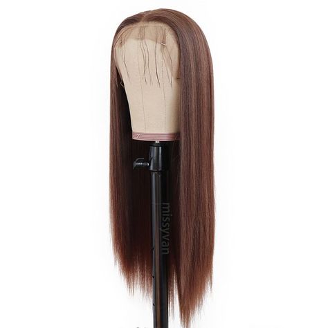 Missyvan Lace Front Wig Straight Hair Brown Color 22" Long Wigs Glueless Heat Resistant Fiber Hair Synthetic Lace Front Wigs Hair Brown Color, Hair Highlight, Wigs Glueless, Wig Straight, Hair Brown, Hair Replacement, Long Wigs, Synthetic Lace Front Wigs, Brown Hair Colors