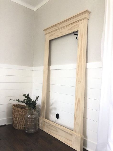 Coastal Floor Mirrors, Large Mirror Diy, Diy Floor Mirror Frame, Large Mirror Decor, Diy Floor Mirror, Large Floor Mirror, Restoration Hardware Style, Huge Mirror, Mirror Frame Diy