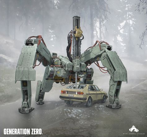 ArtStation - Generation Zero - Harvester, Ville Ericsson Generation Zero Concept Art, Generation Zero Robots, Animatronic Design, Generation Zero, Zero Art, Cyborgs Art, Robot Concept, Humanoid Creatures, Zero Wallpaper