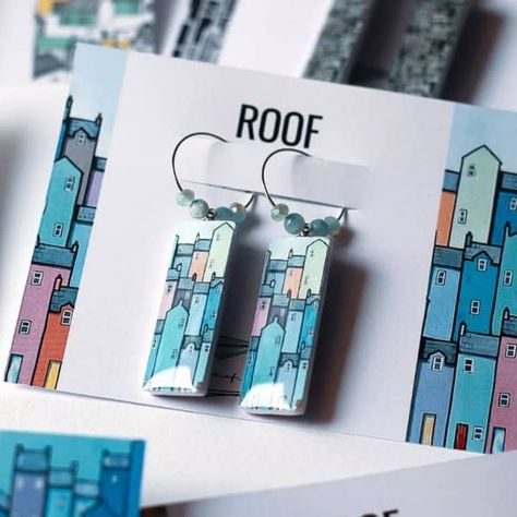 Roof Series earrings by Things of Paper are included in this round up of paper jewelry on All Things Paper blog Diy Recycled Earrings, Diy Jewelry Recycled, Paper Beads Diy, Recycled Earrings, Paper Blog, Paper Bead Jewelry, Paper Earrings, Painted Earrings, Painted Jewelry