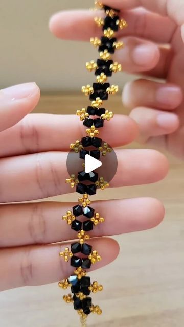 Black Beads Mangalsutra, Bead Diy, Bracelets Diy, Beaded Crafts, Beaded Bracelets Diy, July 7, Beading Tutorials, Luggage Tag, Black Beads