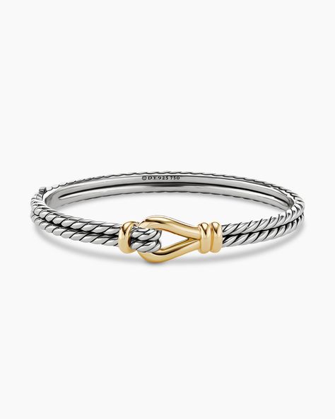 David Yurman | Thoroughbred Loop Bracelet in Sterling Silver with 18K Yellow Gold, 11mm David Yurman Bracelets, David Yurman Bracelet, Designer Bracelet, Designer Bracelets, David Yurman Jewelry, Dope Jewelry, Yellow Gold Bracelet, Bracelets For Women, Thoroughbred