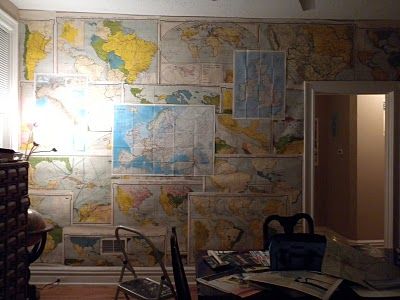 Map Wall Map Room Aesthetic, Map On Wall, Dads Office, Map Ideas, Map Room, Map Paper, Collage Style, House Map, Wall Maps