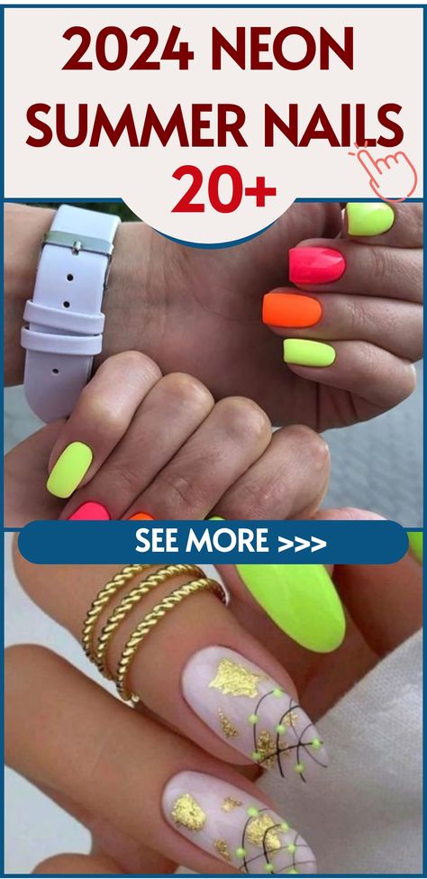 Illuminate your summer with vivid neon nail designs for 2024! Embrace a vibrant glow with our range of neon manicures featuring electrifying shades like neon pink, lime green, and fluorescent orange. Our expert technicians will craft dazzling designs from abstract art to playful geometric patterns that make a bold statement and celebrate your inner radiance. Whether you're lounging at the beach or dancing under the stars, these neon nail designs will inject color and energy into your look. Neon Nails Summer 2024, Neon Summer Nails, Red White Blue Nails, Summer Nails Bright, Firework Nail Art, Summer Nails Neon, Fluorescent Nails, Firework Nails, Pink Summer Nails