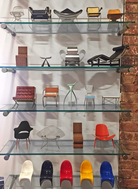 This Is What a $20,000 Model Chair Collection Looks Like | Architectural Digest Iconic Chairs Design, Mini Chair Collection, Doll Collector Room, Barbie Furniture 1:6, Vitra Miniature, Model Furniture, Mini Chair, Dollhouse Miniature Furniture Livingroom Chair, Designer Chairs