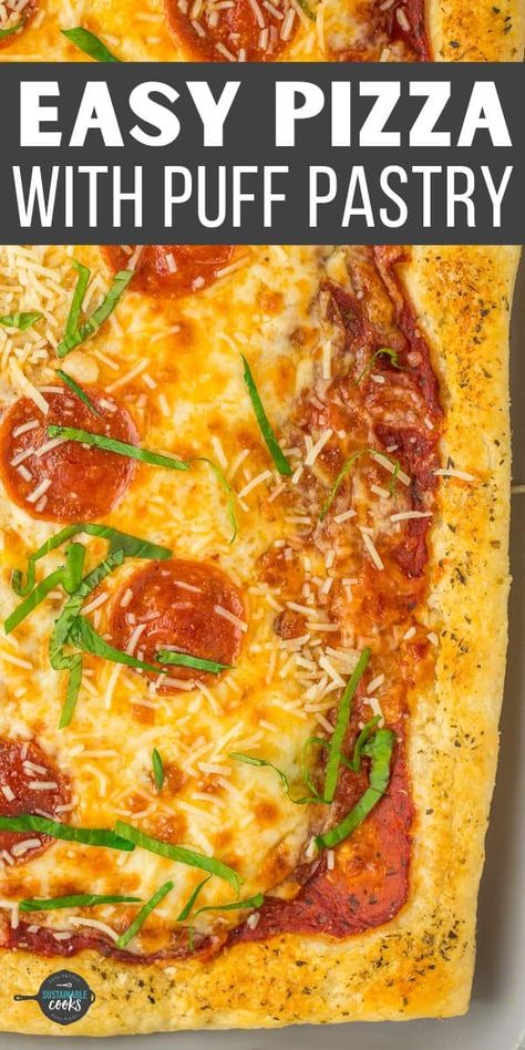 This puff pastry pizza is a quick and easy twist on traditional pizza. Use your favorite pizza toppings to create this tasty homemade pizza recipe. Puffy Pizza Bake, Puff Pastry Pizza Recipes, Roast Frozen Broccoli, Puffed Pastry, Puff Pastry Pizza, Homemade Pizza Recipe, Pastry Pizza, Reheat Pizza, Cold Weather Comfort Food