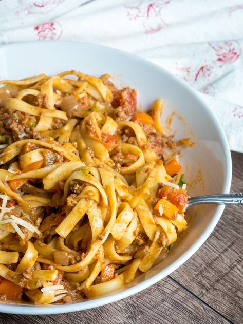 One-Pot Pasta Bolognese?utm_source=12tomatoes Ragu Alla Bolognese, Linguini Bolognese, Twelve Tomatoes Recipes, Twelve Tomatoes, Authentic Bolognese, Italian Bolognese, Bolognese Sauce Authentic, Meat Sauces, Tomatoes Recipes