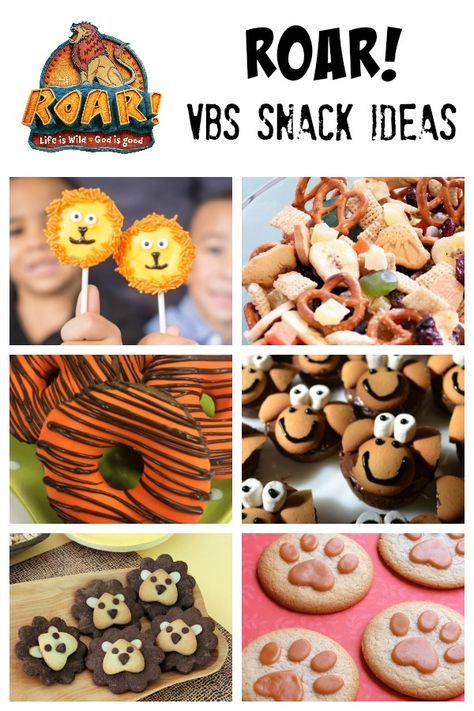 Roar! VBS Snack Ideas - Southern Made Simple Vbs Snack Ideas, Jungle Theme Food, In The Wild Vbs, Jungle Snacks, Bible School Snacks, Safari Snacks, Jungle Food, Snacks School, Jungle Vbs