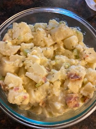 Pennsylvania Dutch Potato Salad With Bacon Dressing Recipe - Food.com Amish Potato Salads, Making Potato Salad, Cooking Red Potatoes, Homemade Potato Salads, Best Potato Salad Recipe, Bacon Dressing, Potato Salad With Egg, Classic Potato Salad, Bacon Potato Salad