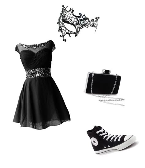 "My perfect masquerade outfit" by edenanne on Polyvore featuring Masquerade and Converse Masquerade Outfit Ideas Homecoming, Casual Masquerade Party Outfit, Masquerade Outfit Ideas Black Women, Masquerade Outfit Ideas For Women, Arabella Aesthetic, Masquerade Party Outfit, Masquerade Outfit Ideas, Masquerade Outfit, Casino Dress