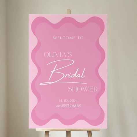 Minimalist Bridal Shower Welcome Sign, Downloadable Wedding welcome sign editable template, Chic pink and white welcome sign Bachelorette Party Sign, Bachelorette Party Signs, Pink Bachelorette Party, Pink Bachelorette, White Bridal Shower, Party Welcome Sign, Hens Party, White Minimal, Welcome Sign Template