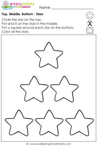 Top,-Middle,-Bottom---Stars_premium Top Middle Bottom Worksheet, Top Middle Bottom Preschool Activities, Positional Words Activities, Kindergarten Math Curriculum, Holiday Math Worksheets, Daycare Lesson Plans, Counting Worksheets For Kindergarten, Classroom Boards, Kindergarten Addition Worksheets