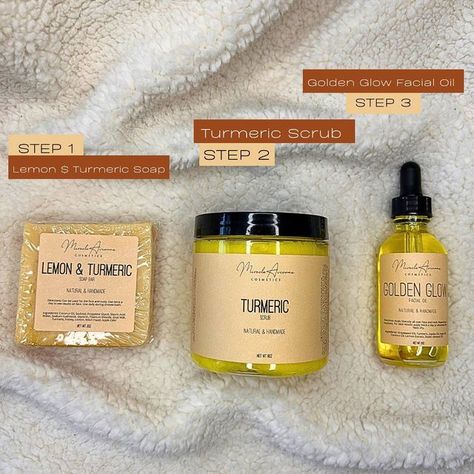 Miracle Avionna Cosmetics 🌱 | Clean Skincare on Instagram: "Maintaining healthy skin is important, even with a busy lifestyle. A simple 3-step routine can be effective. 🌿 Start with Lemon & Turmeric Soap to cleanse and brighten 🌿 Exfoliate with Turmeric Scrub to remove dead skin cells 🌿 Finish with Golden Glow Facial Oil to hydrate and nourish. These natural products are easy to use regularly and can help you achieve glowing skin without adding stress to your routine. Don’t forget your SP Lemon Skincare, Turmeric Skin Care, Turmeric Scrub, Natural Hand Soap, Skincare Business, Turmeric Soap, Beautiful Photoshoot Ideas, Clean Cosmetics, Skincare Routines