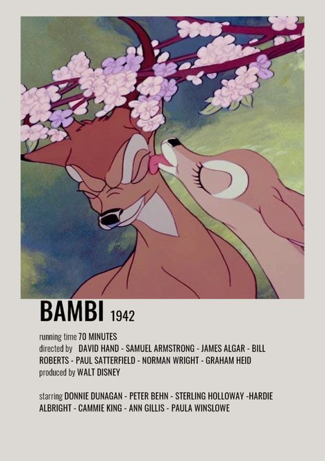 Bambi Movie Poster, Old Disney Movies, Disney Minimalist, Good Animated Movies, Animated Movie Posters, Disney Movie Posters, New Disney Movies, Disney Movies To Watch, Iconic Movie Posters