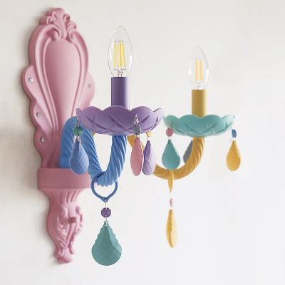 The 5th page, Fashion Style Wall Sconces Kid's Lighting - Beautifulhalo.com Candle Girl, Boy Girl Bedroom, Sconces Living Room, Children Room Boy, Wall Lamps Living Room, Crystal Wall Lighting, Chandelier Bedroom, Crystal Wall, Rainbow Wall