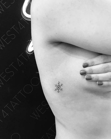 Small Snowflake Tattoo, Ice Tattoo, Snowflake Tattoo, Winter Tattoo, Snow Tattoo, Nature Minimalist, Snow Flake Tattoo, Rib Tattoos For Women, 4 Tattoo