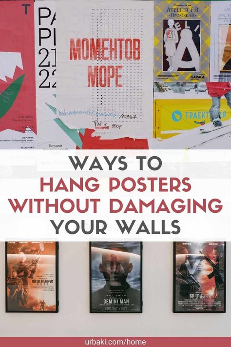 How To Put Up Posters On The Wall, Best Way To Hang Posters On Wall, How To Hang Wall Art Without Holes, Poster Mounting Ideas, How To Hang Posters On Wall, How To Hang Posters Without Damage, How To Display Posters, Cool Things To Hang On The Wall, How To Hang Up Posters On Wall