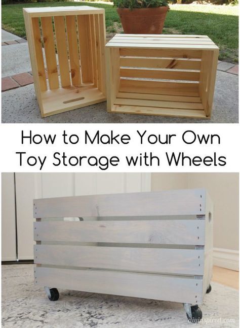 Make Your Own DIY Rolling Toy Storage - Also great storage idea for, shoes, office, craft, etc Unfinished Wood Crates, Toy Organization Diy, Shoes Organization, Outdoor Toy Storage, Shoe Organization Diy, Diy Wooden Crate, Diy Toy Storage, Hardware Stores, Toy Storage Solutions