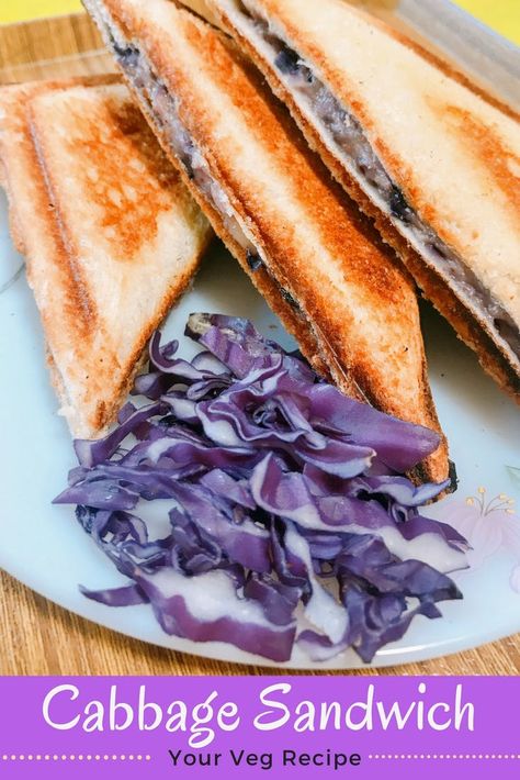 Cabbage Sandwich is  an easy to make delicious and healthy recipe for kid's made with thick white sauce and cabbage. #Sandwich #Snacks #Cabbage #Bread #Whitesauce #vegSandwich #Quickbites Cabbage Sandwich Recipes, Cabbage Sandwich, Cabbage Bread, Crock Pot Thanksgiving, Breakfast Ideas No Eggs, Vegetarian Breakfast Ideas, Burgers Healthy, Burger Wrap, Veg Breakfast