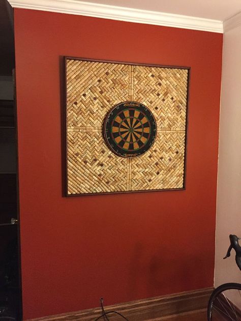 Kitchen Wall Display, Wall Display Ideas, Cork Board Ideas, Cork Dartboard, Wine Corker, Dart Board Wall, Wine Cork Board, Apartment Ideas For Men, Garage Game Rooms