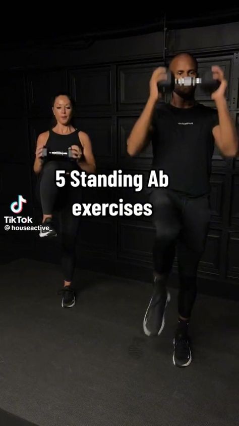 Standing Up Ab Workout, Dumbbell Ab Workout, Standing Core Exercises, Workout Fat Burning, Standing Workout, Standing Ab Exercises, 5am Club, Monday Workout, Ab Core Workout