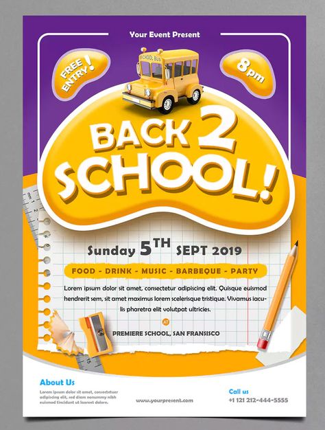 Back To School Layout Design, Back To School Promotion Design, Back To School Pubmat, Back To School Creative Ads, Back To School Poster Design, Back To School Flyer Design, School Flyer Design, Daycare Flyer, Tutoring Flyer