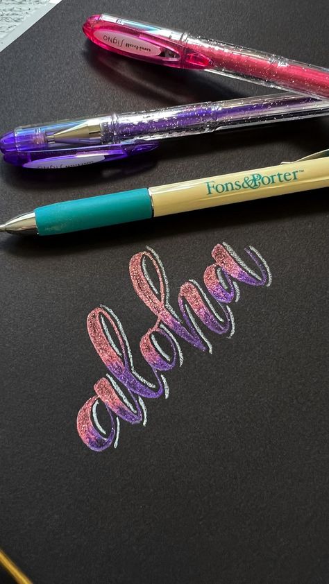 inkingwithjoy_calligraphy on Instagram: Let’s do some faux lettering with some glitter pens today. We need to see something fun right now, right? My favorite word to write -… Calligraphy Poster, Hand Lettering Tutorial, Glitter Pens, Name Writing, Lettering Tutorial, Writing Ideas, Favorite Words, We Need, Hand Lettering