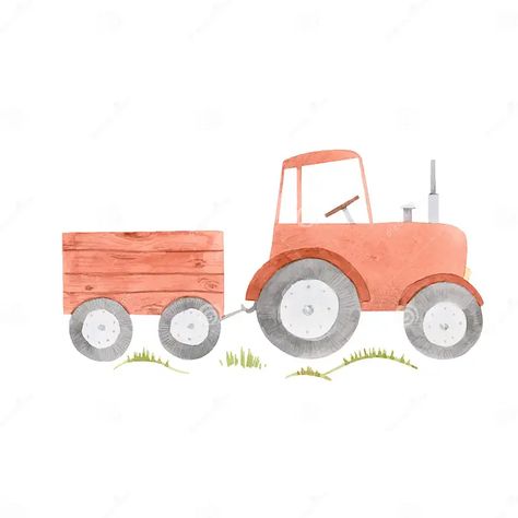 Tractor Drawing, Watercolor Farm, Watercolor Autumn Leaves, Pastel Baby Shower, Watercolor Dragonfly, Farm Photos, Boys Bedroom Makeover, Branch Vector, Kids Bedroom Inspiration