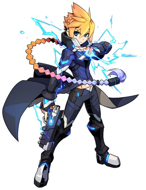 Gunvolt from Azure Striker Gunvolt 2 Azure Striker Gunvolt, Megaman X, Game Character Design, Character Design Male, Art Music, Overwatch, Game Character, Character Design Inspiration, Character Concept