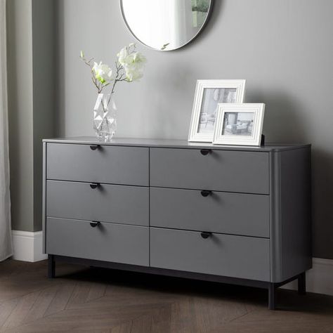 Beauty Table, Wide Chest Of Drawers, Storm Grey, 6 Drawer Chest, Set Of Drawers, Wooden Drawers, Wooden Bed Frames, Modern Bedroom Decor, Grey Bedding