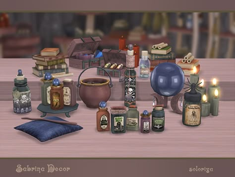 soloriya's Sabrina Decor Sims 4 Witch House, The Sims 4 Pack, Sims 4 Clutter, Pelo Sims, Sims 4 Cc Folder, Sims Games, Sims 4 Characters, Sims Four, Sims4 Clothes