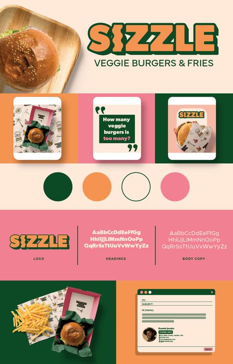 Bold and vibrant brand identity design for a delicious veggetarian burger joint. Restaurant Brand Identity Design, Food Brand Identity Design, Burger Moodboard, Burger Branding Design, Restaurant Branding Identity, Vegan Kebab, Burger Branding, Vibrant Branding, Food Startup