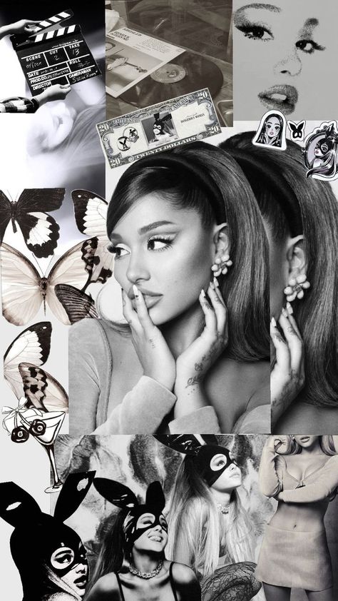 collage Ariana Grande, Black White, Collage, Black And White, White, Black, Color