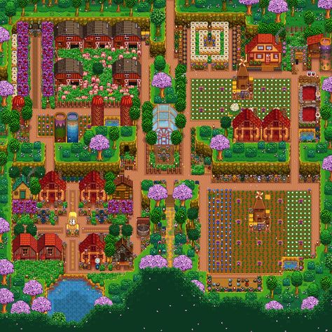 Steam Community :: Guide :: Stardew Valley Farm Design Ideas Stardew Valley Farm Layout Four Corners Aesthetic, Farm Layouts, Stardew Valley Farm, Stardew Farms, Autumn Farm, Stardew Valley Layout, Stardew Valley Tips, Stardew Valley Farms, Star Valley